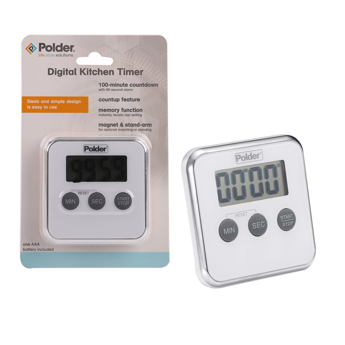 Polder Digital Kitchen Timer - 100 Minutes