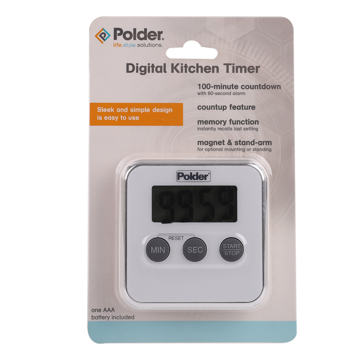 Polder Digital Kitchen Timer - 100 Minutes