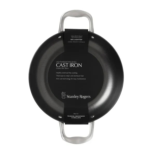 Stanley Rogers Lightweight Cast Iron Cook's Pan - 30cm