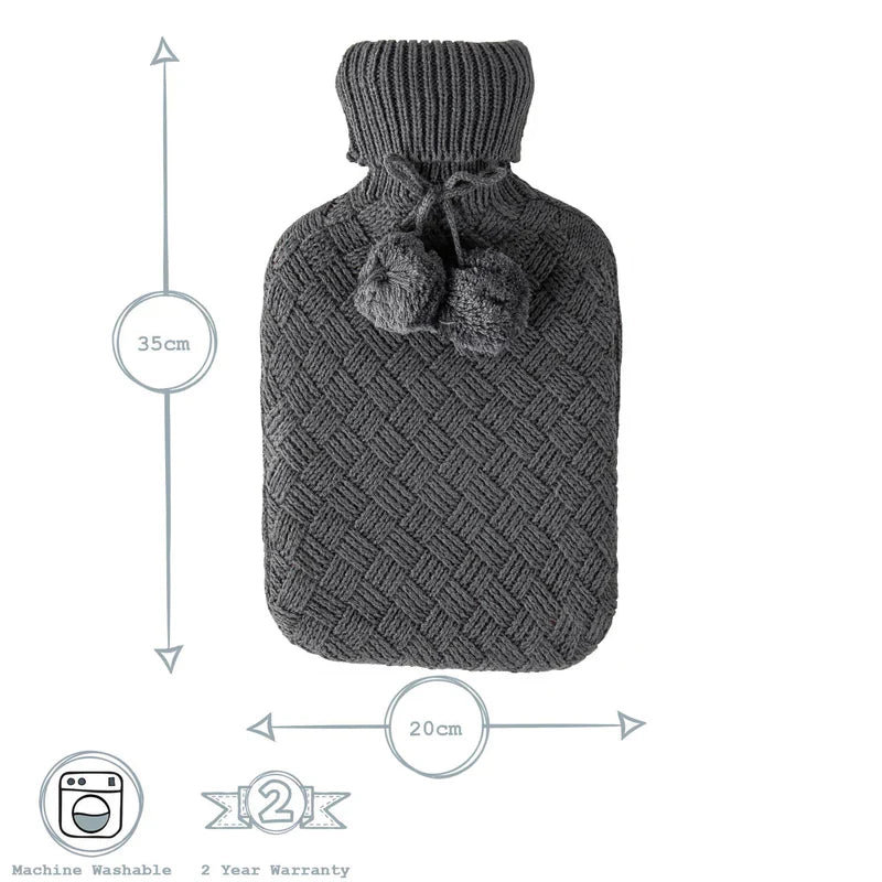 Hot Water Bottle Cover Knitted - Dark Grey