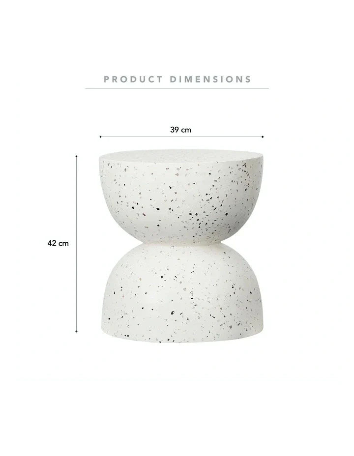 Lisbon Terrazzo Side Table - White - 42x39cm