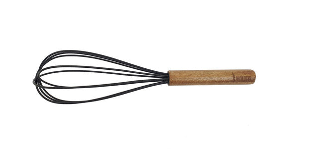 St. Clare Black Silicone Whisk with Acacia Handle - 27cm