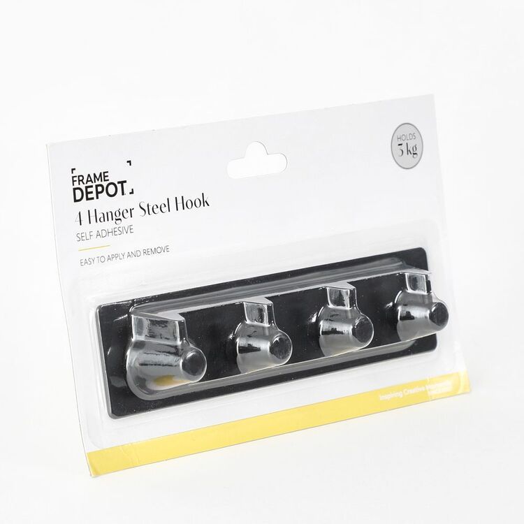 Frame Depot Self-Stick Angled Hook With 4 Hangers