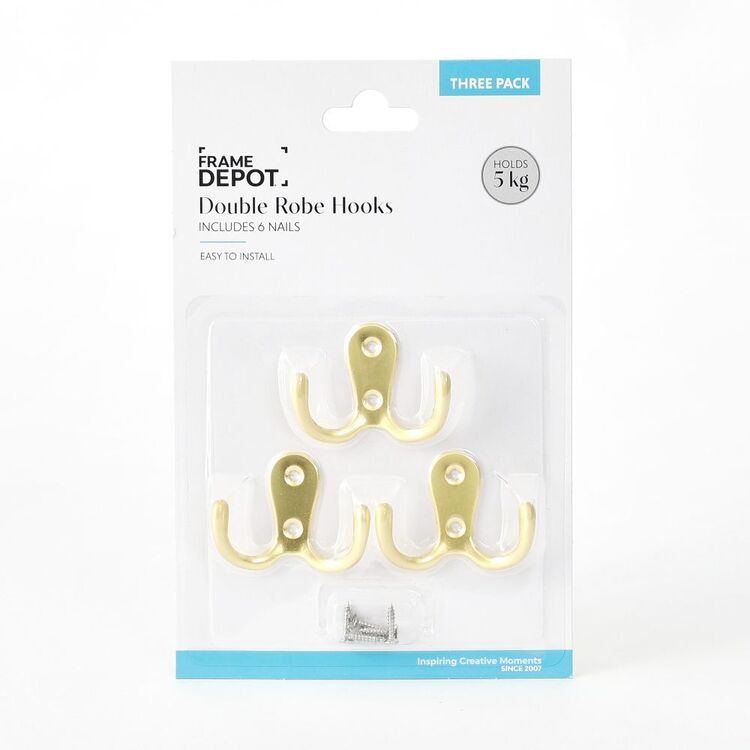 Frame Depot Hook With Screw 3 Pack - Gold