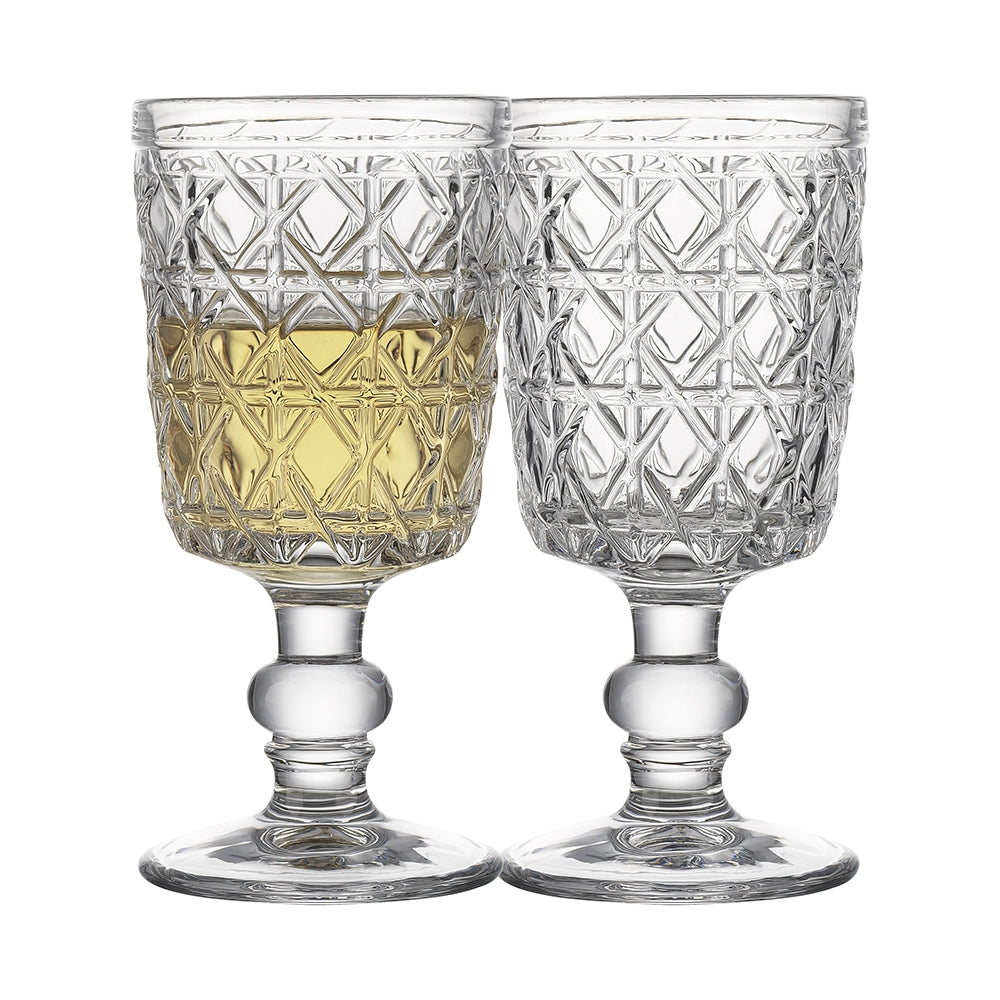 Ecology Rattan Set of 4 Goblet Glasses - Clear