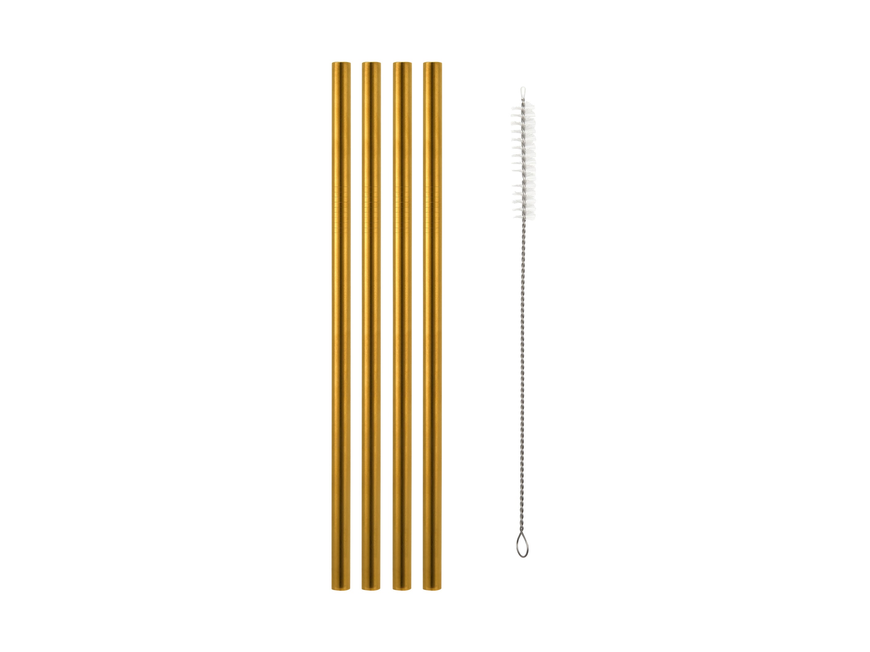 Maxwell & Williams Cocktail & Co. Reusable Set of 4 Straws With Brush - Gold