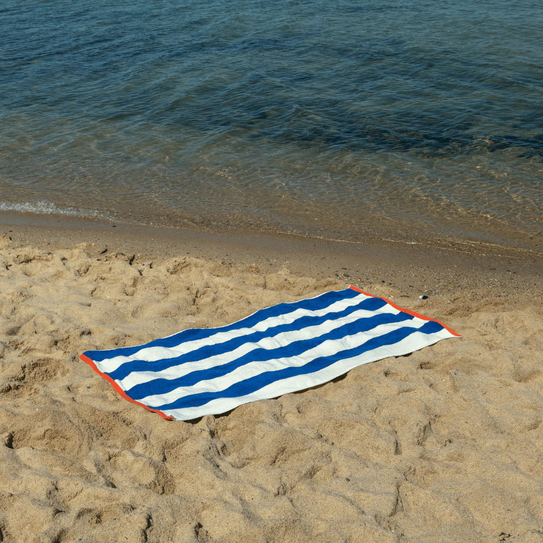 Pure Zone XL Cotton Terry Beach Towel - Lennox - Navy Stripe - 90x180cm