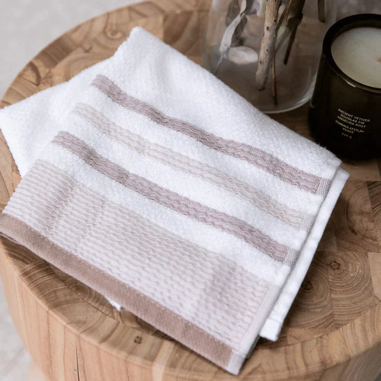 Pure Zone Bamboo Linear Hand Towel - Linen Stripe