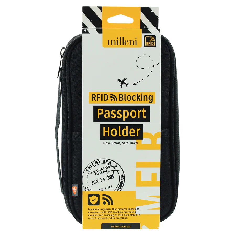 Milleni Travel RFID Blocking Passport Holder - Black