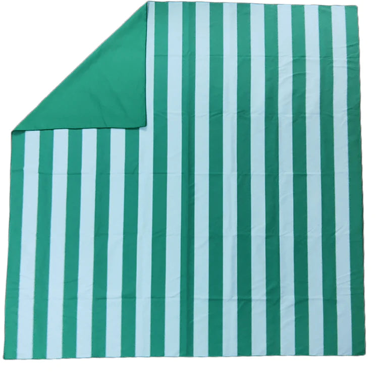 Pure Zone Towel For Two - Sand Free Beach Blanket - Moss Stripe - 200x200cm