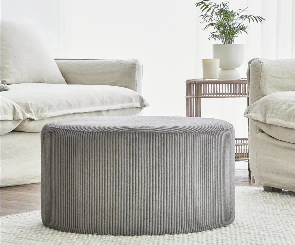 Melba Round Large Ottoman - Dark Grey - 40x75cm