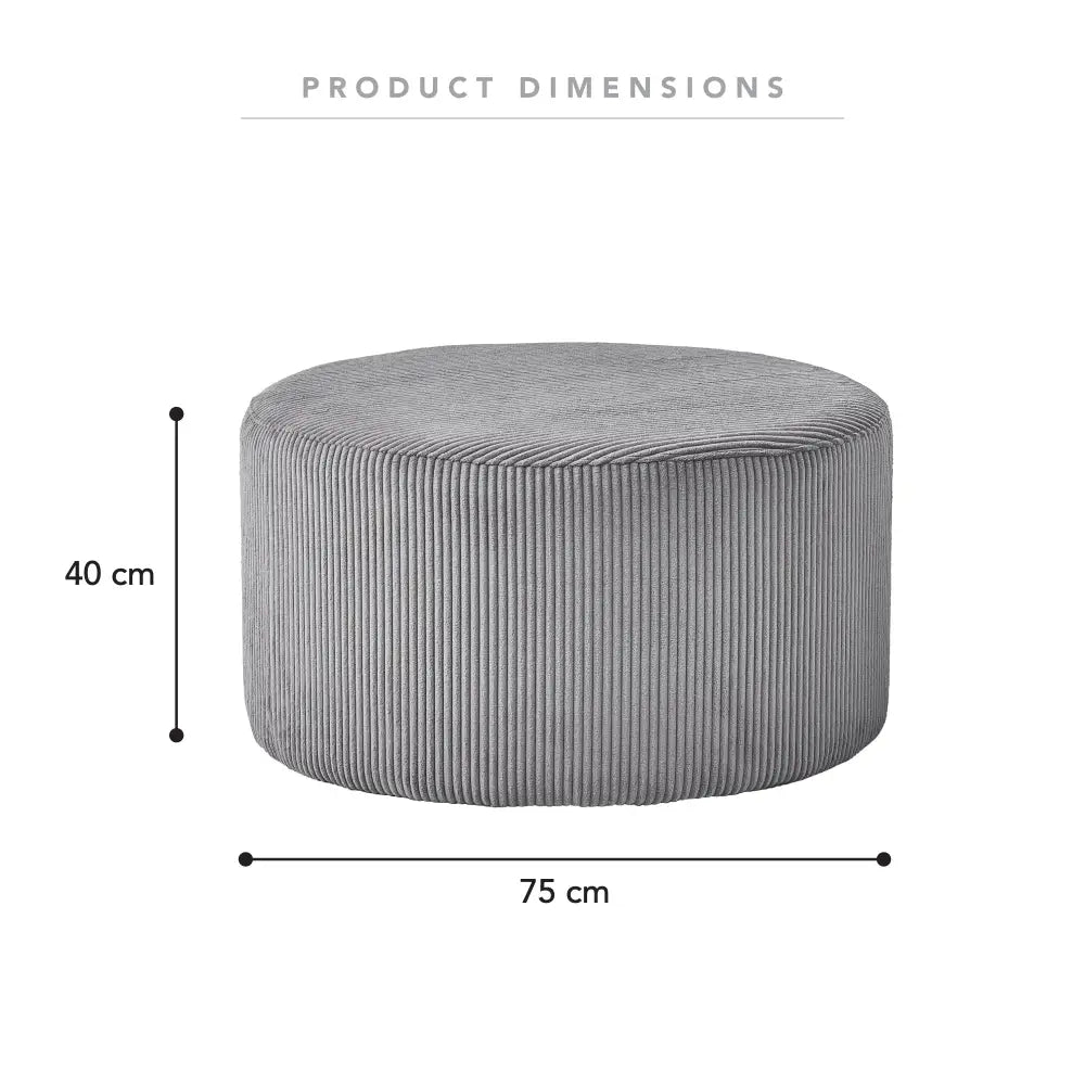 Melba Round Large Ottoman - Dark Grey - 40x75cm