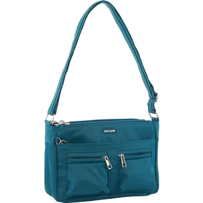 Pierre Cardin Nylon Anti - Theft Cross Body Bag Turquoise - 30x11x20cm