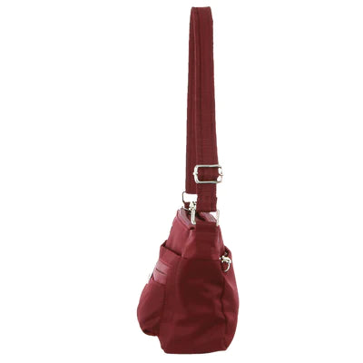 Pierre Cardin Nylon Anti - Theft Cross Body Bag Wine  - 30x11x20cm