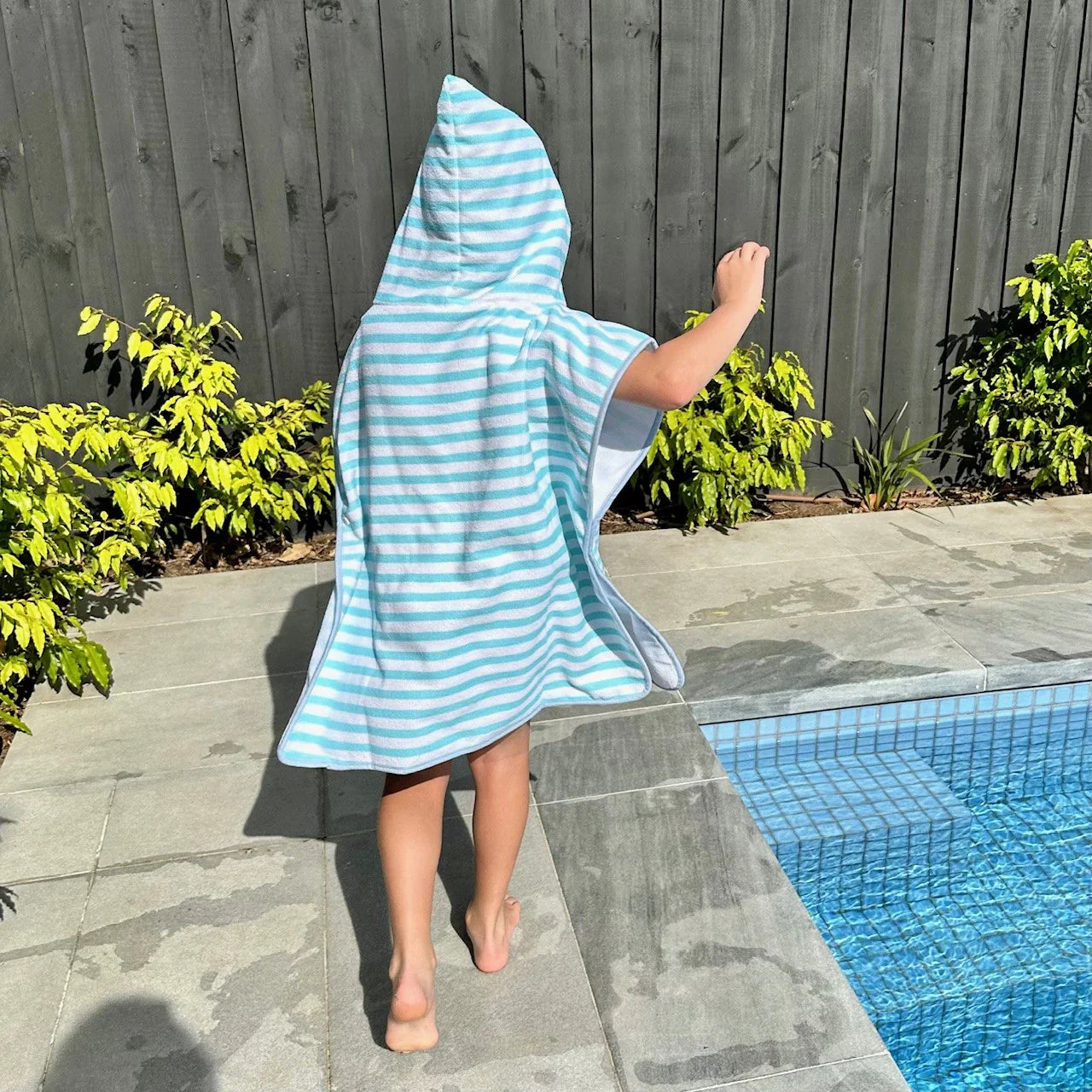 Pure Zone Kids Poncho - Aqua Stripe - 65x65cm