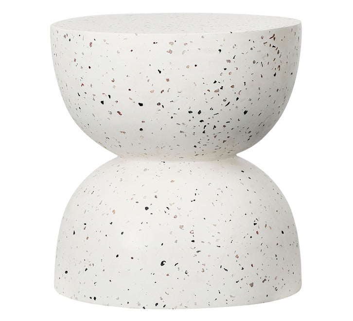 Lisbon Terrazzo Side Table - White - 42x39cm