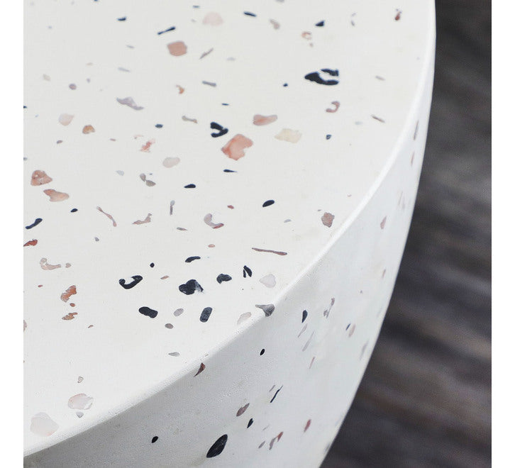 Lisbon Terrazzo Side Table - White - 42x39cm