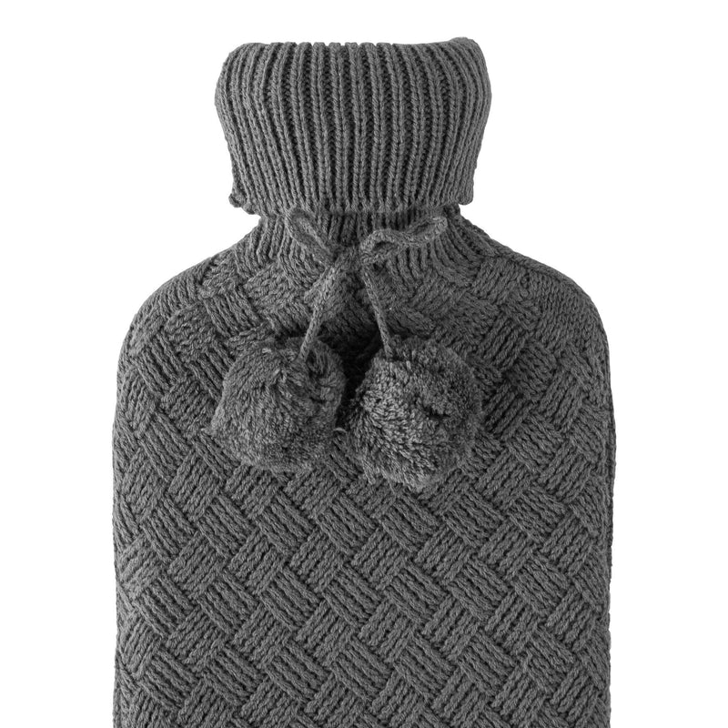 Hot Water Bottle Cover Knitted - Dark Grey