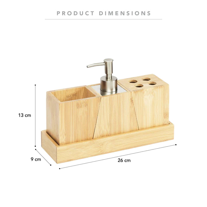 Bamboo Bathroom Vanity Accessories Set of 4 - Natural