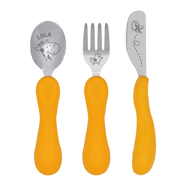 Marcus & Marcus Easy Grip 3pc Cutlery Set - Yellow