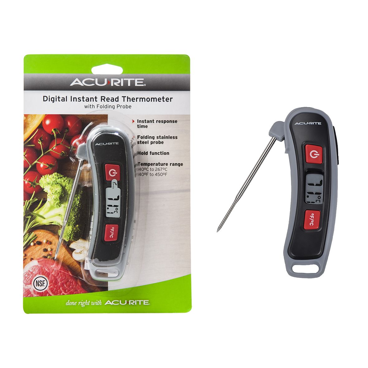 Acurite Digital Instant Read Thermometer With Folding Probe