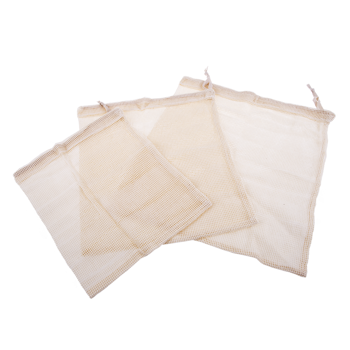 Appetito Cotton Net Produce Bags - Set of 3 - Assorted Sizes