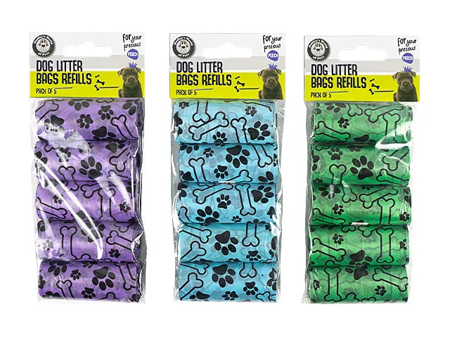 Dog Litter Bags Refills Pack of 5 Rolls