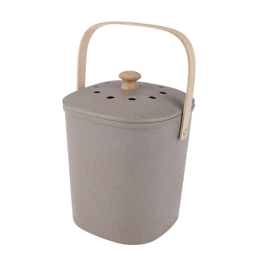 Appetito Square Bamboo Fibre Compost Bin 3.8L - Grey