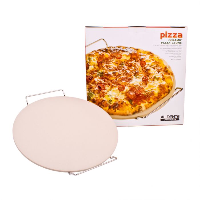 Al Dente Ceramic Pizza Stone With Rack 33cm