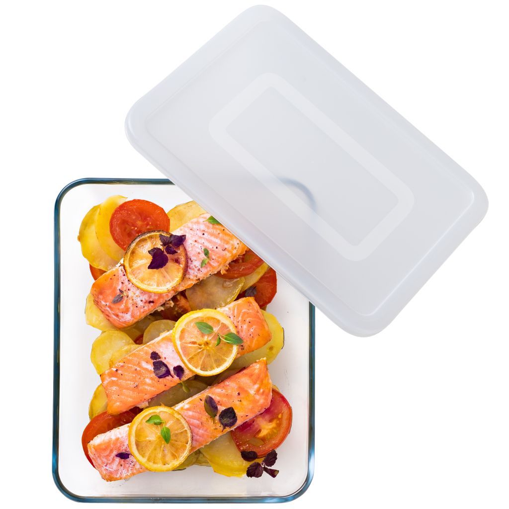 O'Cuisine Rectangular Tempered Borosilicate Glass Dish With Storage Lid - 25x19x8cm/2.6L (Made in France)