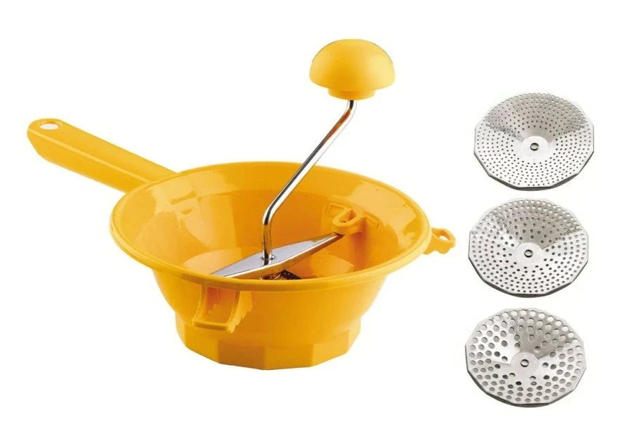 Tilly3 Orange Plastic Moulin/Vegetable Mill With 3 Stainless Steel Discs (Made in Italy)