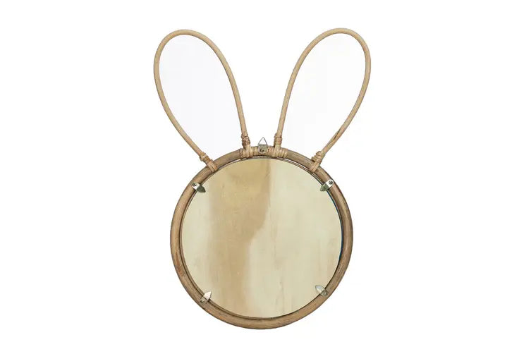 Lucia Rattan Woven Wooden Decorative Rabbit Wall Mirror Decor - 51cm