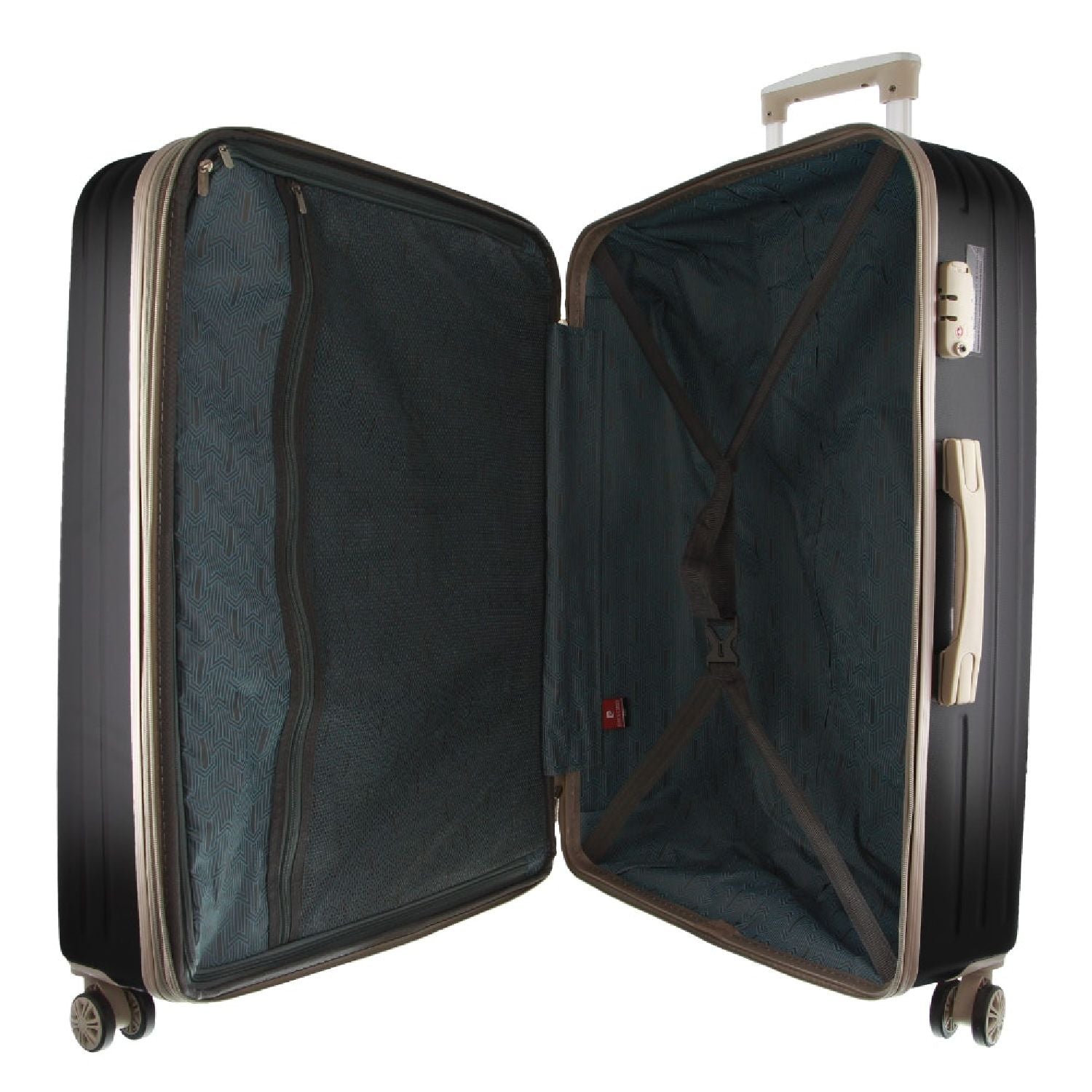 Pierre Cardin Hard Shell 4 Wheel - 3-Piece Luggage Set - Black - Expandable