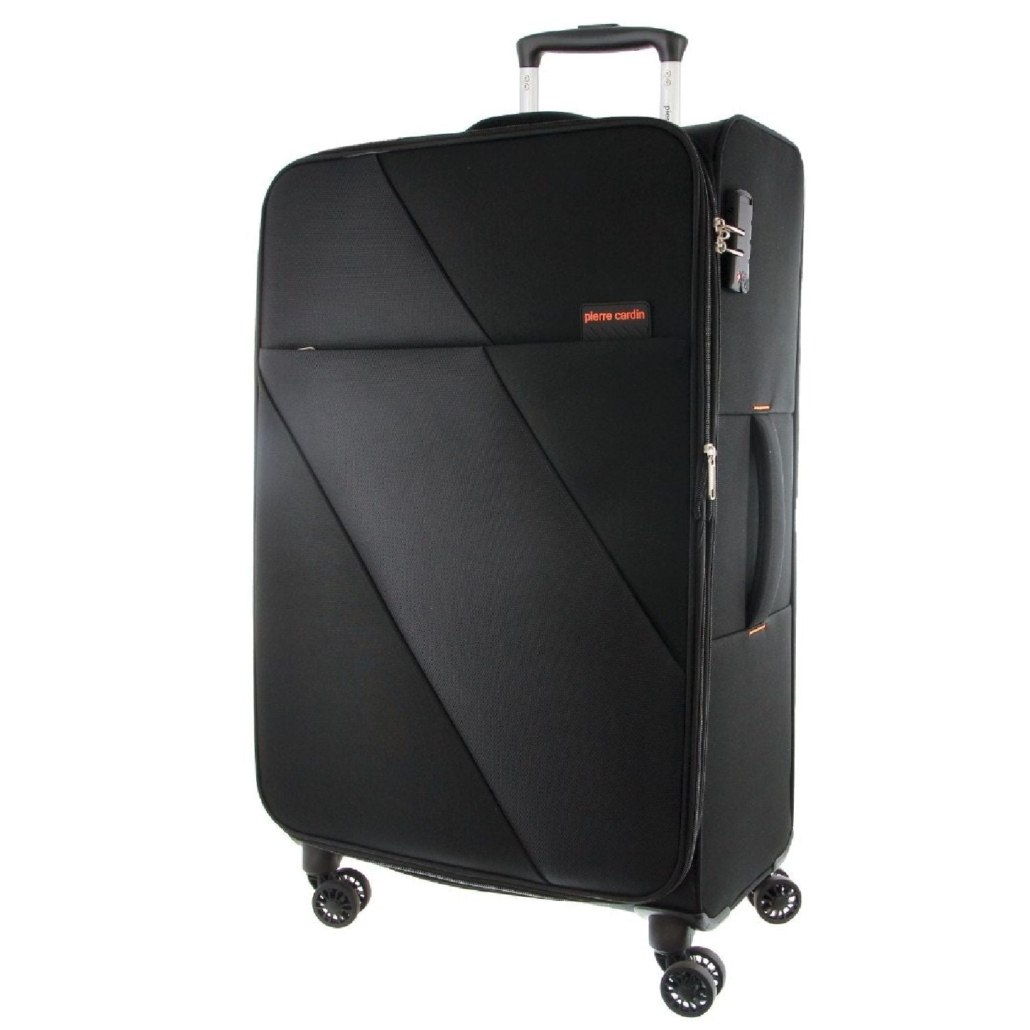 Pierre Cardin Soft Shell 4 Wheel Suitcase - Large - Black - Expandable