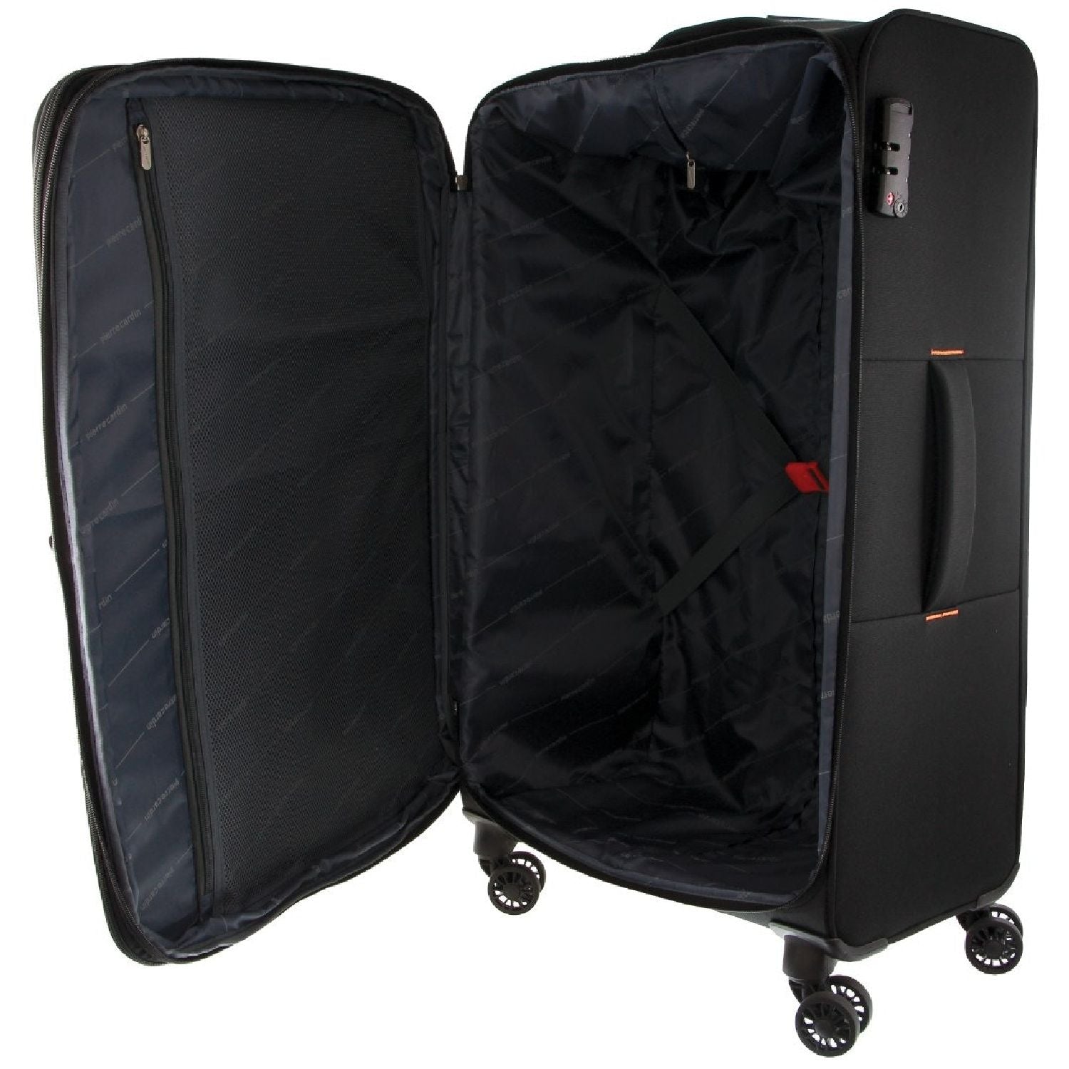 Pierre Cardin Soft Shell 4 Wheel Suitcase - Large - Black - Expandable