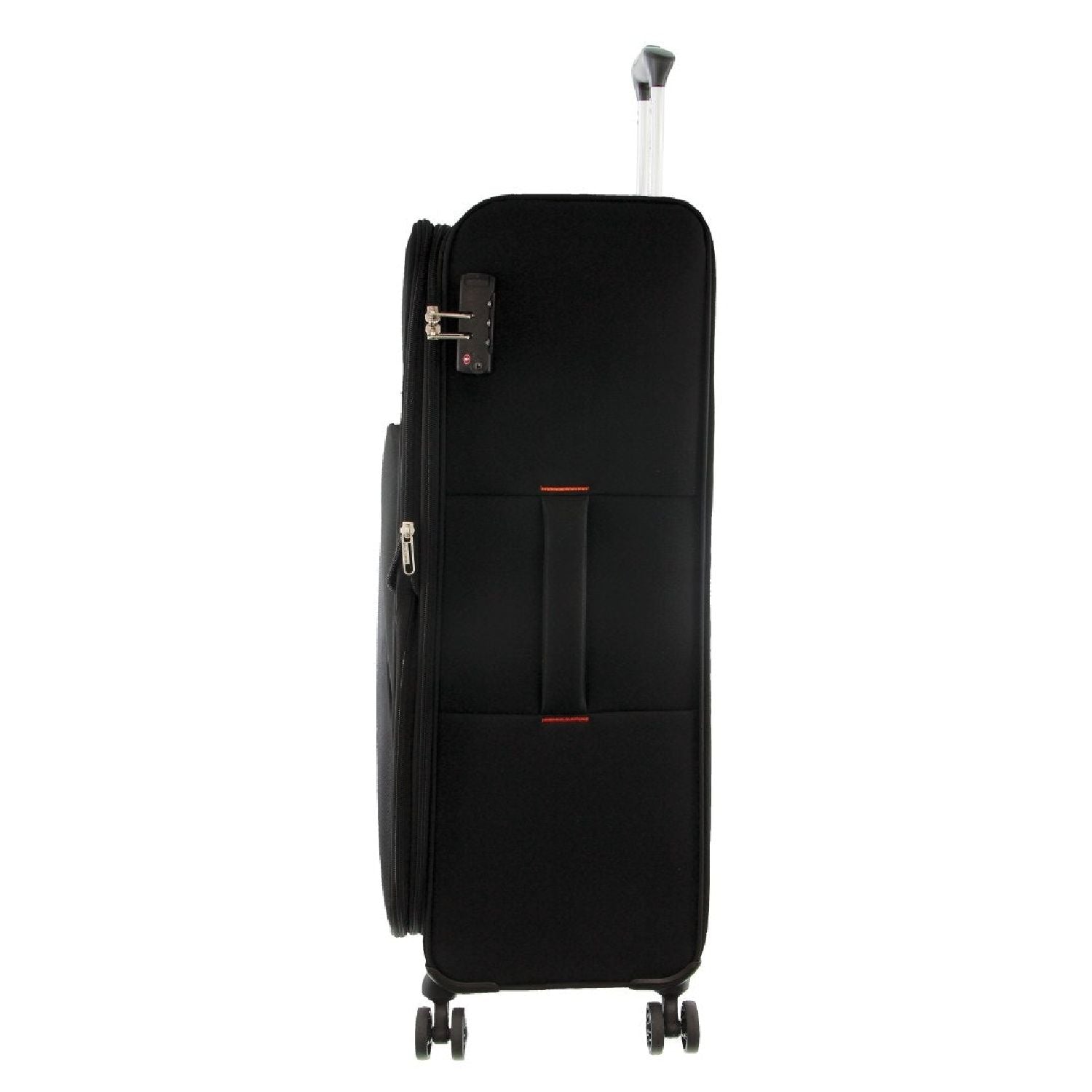 Pierre Cardin Soft Shell 4 Wheel Suitcase - Large - Black - Expandable