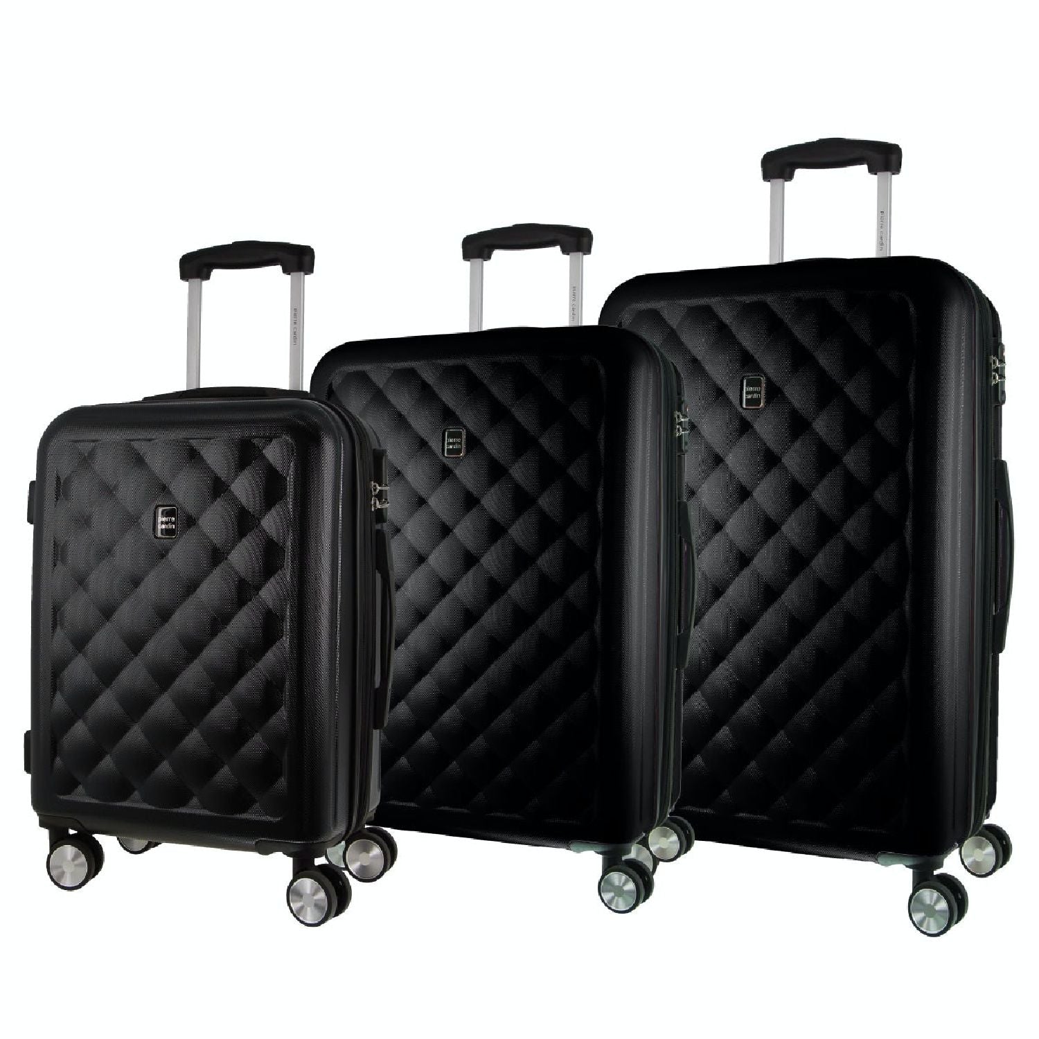 Pierre Cardin Hard Shell 4 Wheel - 3-Piece Luggage Set - Black - Expandable