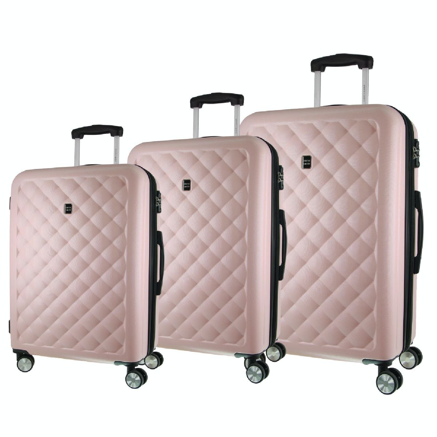 Pierre Cardin Hard Shell 4 Wheel - 3-Piece Luggage Set - Rose - Expandable