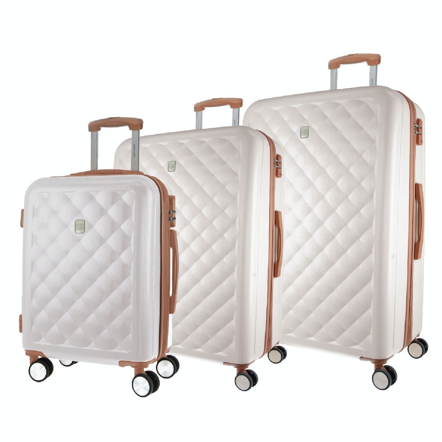 Pierre Cardin Hard Shell 4 Wheel - 3-Piece Luggage Set - White - Expandable