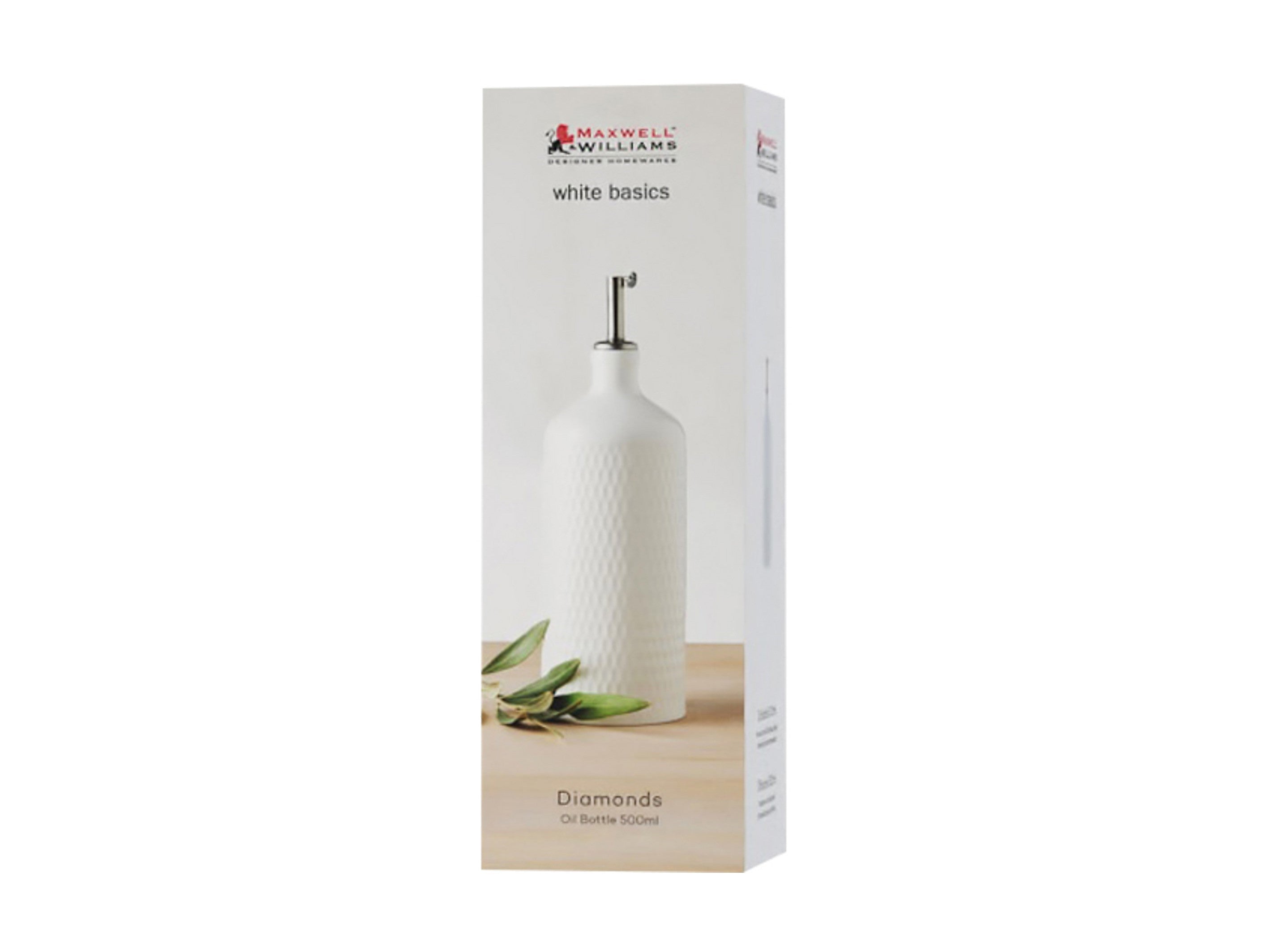 Maxwell & Williams White Basics Diamonds Oil Bottle with Stainless Steel Pourer - 500ml