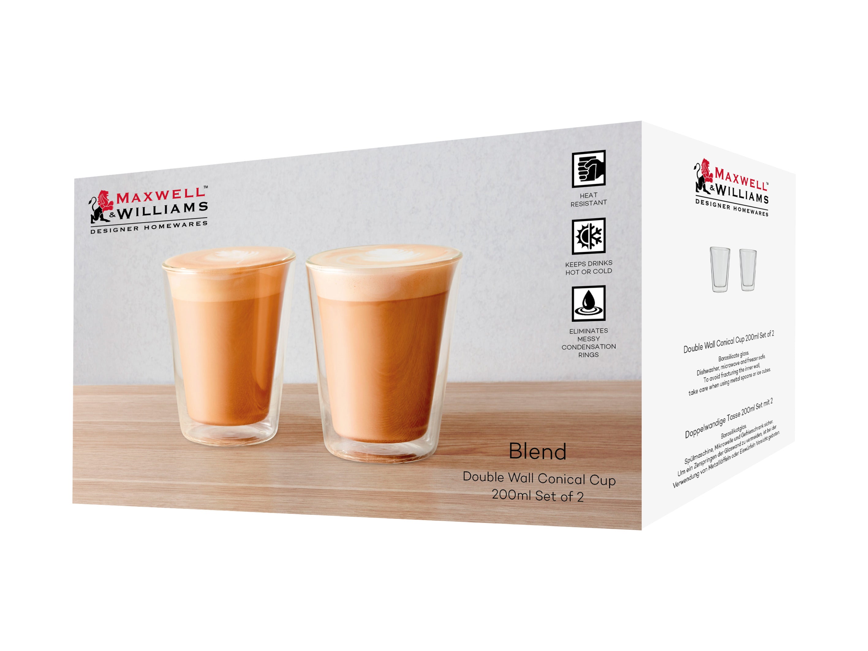 Maxwell & Williams Blend Double Wall Conical Cups 200ml Set of 2