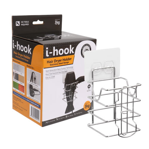 I-Hook Hair Dryer Holder - Stainless Steel Range
