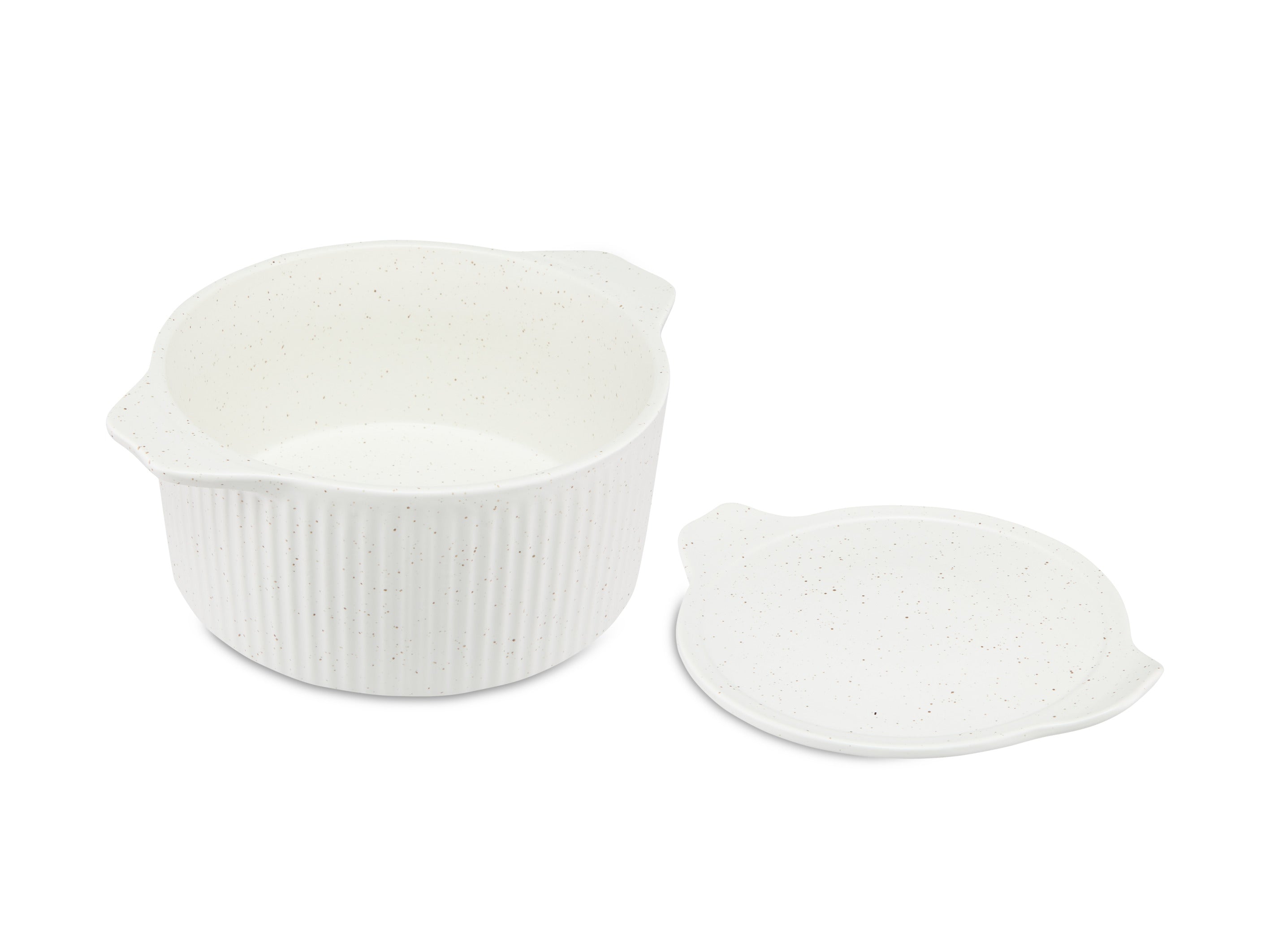 Maxwell & Williams Speckle Round Casserole With Tray Lid 3L - Cream