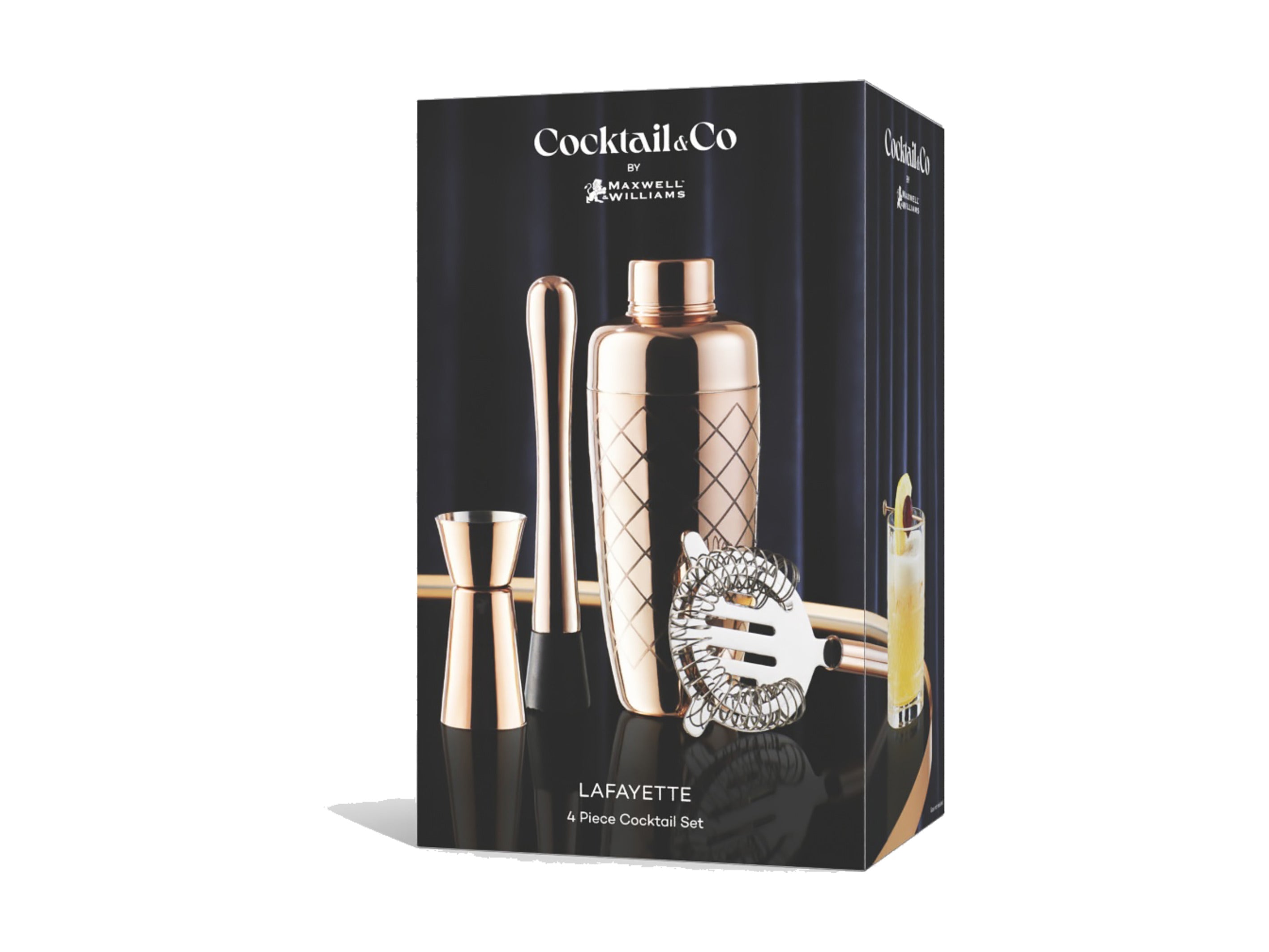 Maxwell & Williams Cocktail & Co. Lafayette Cocktail Bar Tool Set - Rose Gold - 4pc