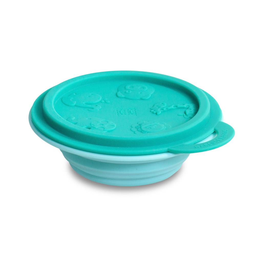 Marcus & Marcus Collapsible Travel Bowl With Lid - Ollie The Elephant - Green