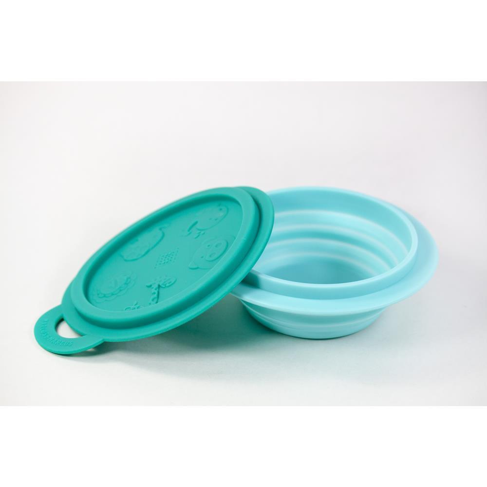 Marcus & Marcus Collapsible Travel Bowl With Lid - Ollie The Elephant - Green