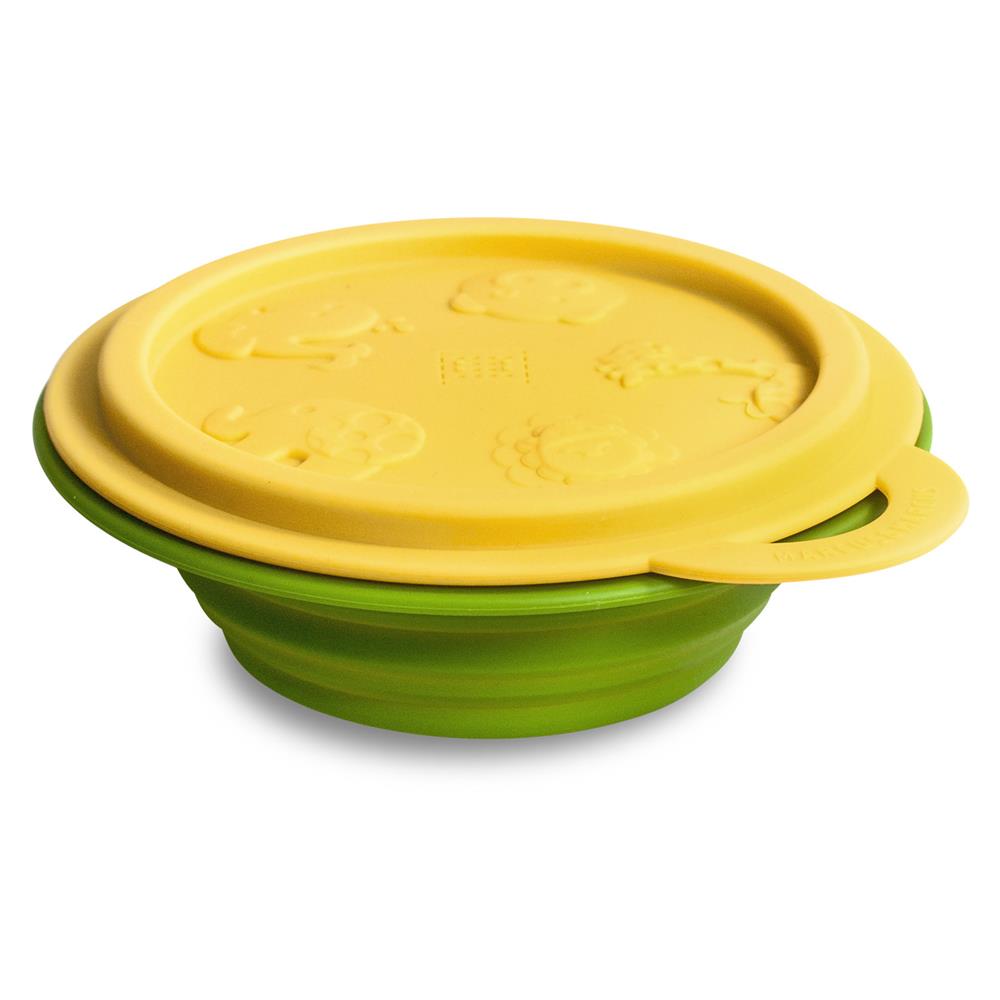 Marcus & Marcus Collapsible Travel Bowl With Lid - Lola The Giraffe - Yellow