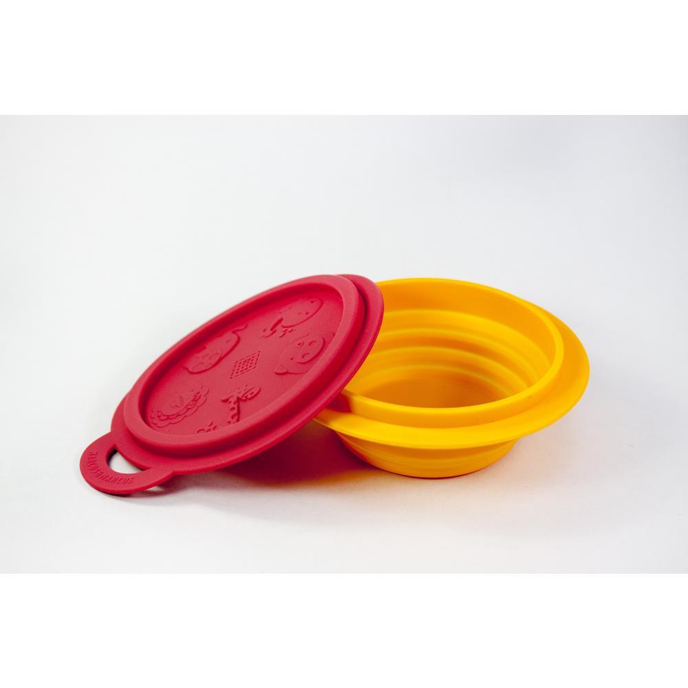 Marcus & Marcus Collapsible Travel Bowl With Lid - Marcus The Lion Cub - Red