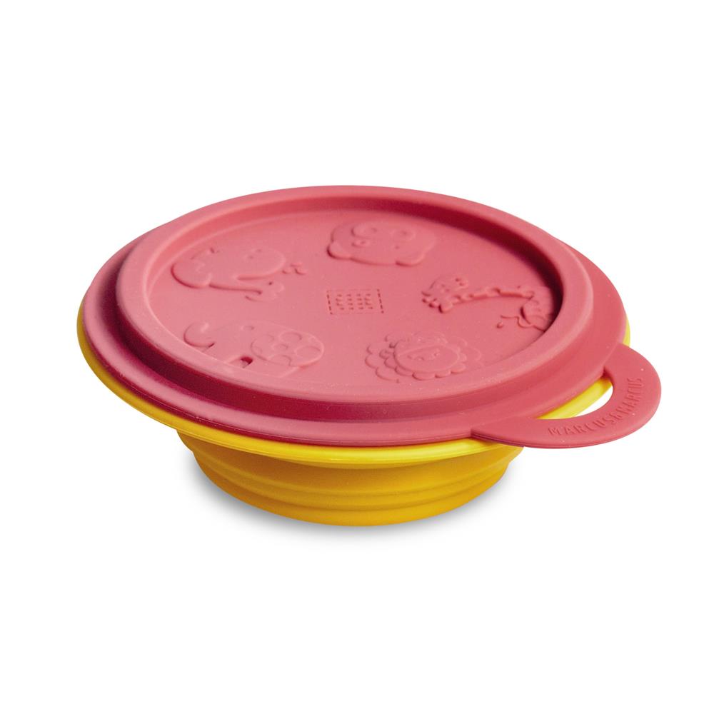 Marcus & Marcus Collapsible Travel Bowl With Lid - Marcus The Lion Cub - Red