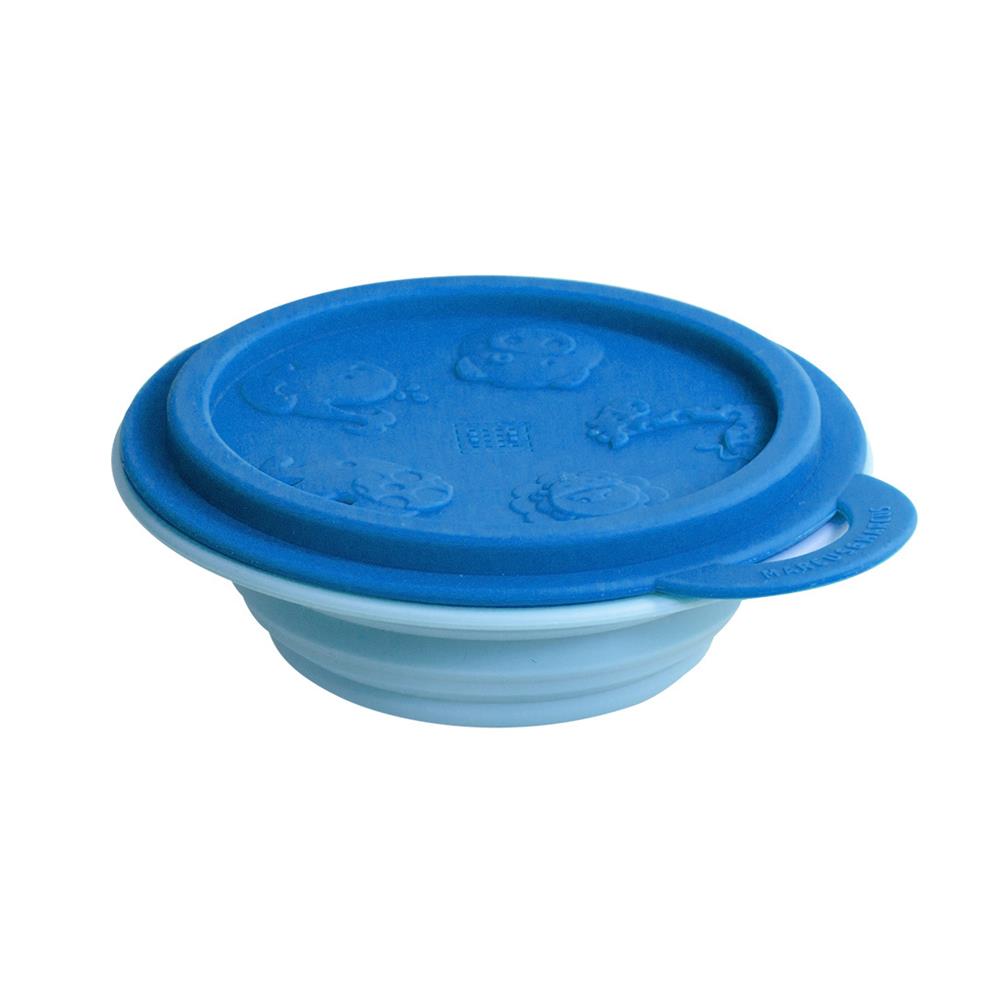 Marcus & Marcus Collapsible Travel Bowl With Lid - Lucas The Hippo - Blue